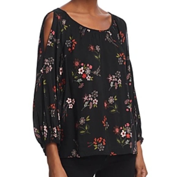 Velvet Graham & Spencer Vivian Floral Print Cold-shoulder Top Size Small S A1689 - Picture 1 of 11